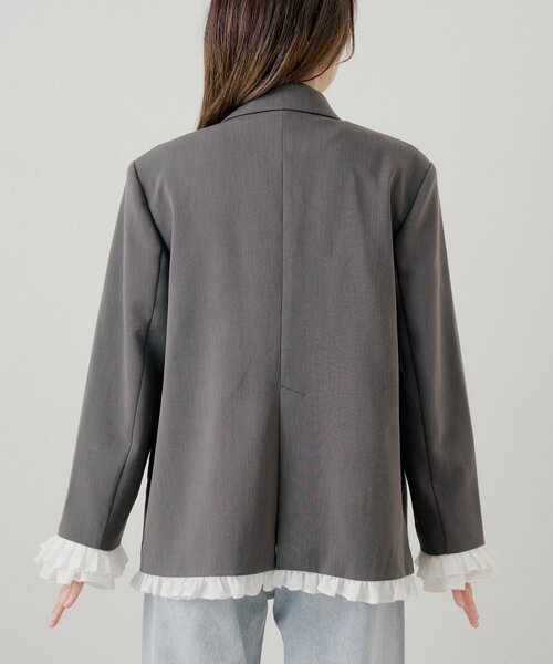 Chico（チコ）の「【セットアップ対応】袖フリルテーラードジャケット（テーラードジャケット・レディース・ベージュ系その他2/グレー/ベージュ・FREE）」の20枚目の写真