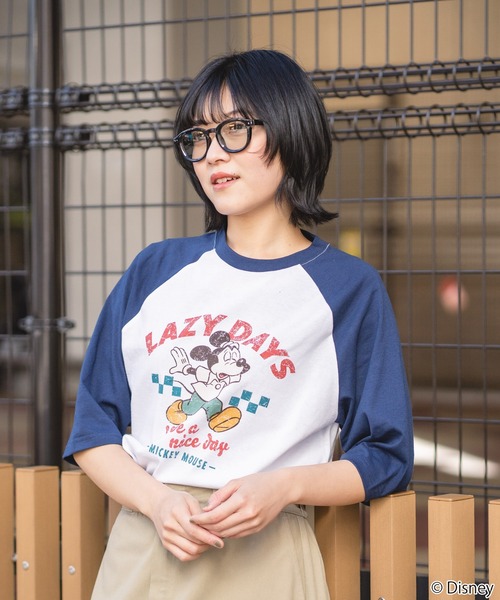 Disney（ディズニー）の「【DISNEY/ディズニー】【軽やかな着心地でお出掛けにぴったり！】ラグラン7分袖Tシャツ ミッキーマウス キャラクターグッズ 配色切り替え カレッジ風 ストリート スケーター 古着MIX（Tシャツ/カットソー・レディース・その他2/その他1/その他3/その他・LARGE/MEDIUM）」の4枚目の写真