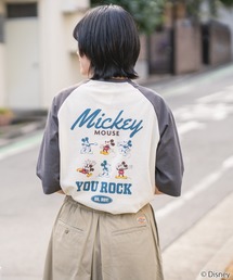 【DISNEY/ディズニー】【軽やかな着心地でお出掛けにぴったり!】ラグラン7分袖Tシャツ ミッキーマウス キャラクターグッズ 配色切り替え カレッジ風 ストリート スケーター 古着MIX