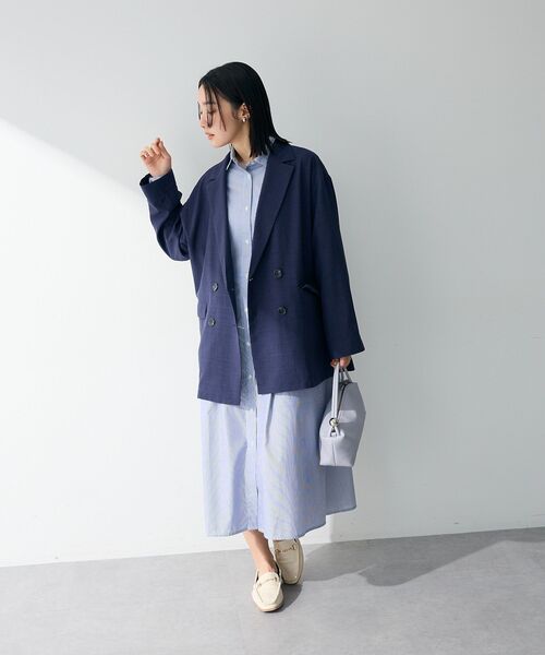 Green Parks(グリーンパークス)の「イージーケア抜け衿ウエストタックシャツワンピース(ワンピース・レディース・ネイビー/ブルー/ピンク/グリーン・FREE)」の16枚目の写真