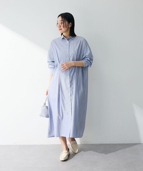 Green Parks(グリーンパークス)の「イージーケア抜け衿ウエストタックシャツワンピース(ワンピース・レディース・ネイビー/ブルー/ピンク/グリーン・FREE)」の17枚目の写真