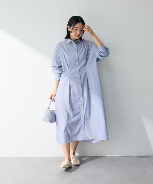 Green Parks(グリーンパークス)の「イージーケア抜け衿ウエストタックシャツワンピース(ワンピース・レディース・ネイビー/ブルー/ピンク/グリーン・FREE)」の18枚目の写真