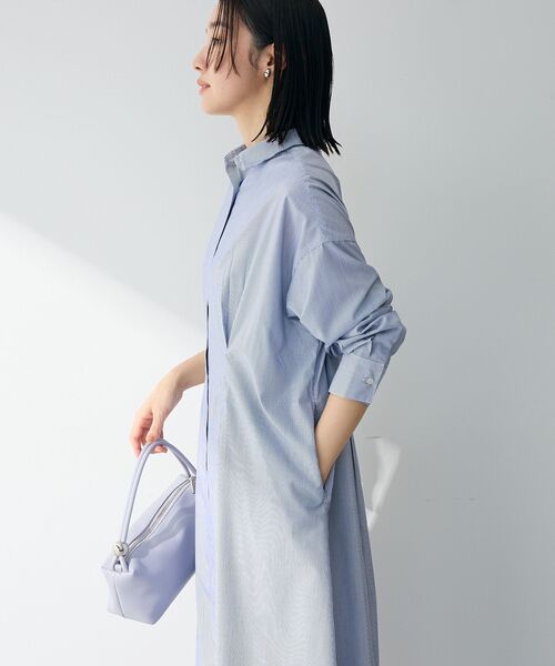 Green Parks(グリーンパークス)の「イージーケア抜け衿ウエストタックシャツワンピース(ワンピース・レディース・ネイビー/ブルー/ピンク/グリーン・FREE)」の22枚目の写真