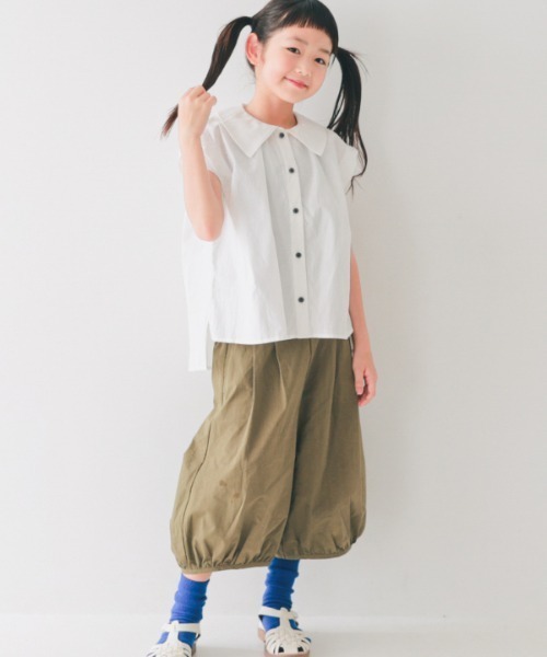 NHT(エヌエイチティー)の「NHT/エヌエイチティー タック ブラウス(シャツ/ブラウス・キッズ・ブラック/オフホワイト・120cm/130cm/140cm/150cm/160cm/110cm)」の4枚目の写真