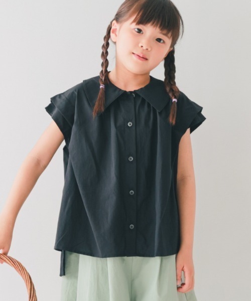 NHT(エヌエイチティー)の「NHT/エヌエイチティー タック ブラウス(シャツ/ブラウス・キッズ・ブラック/オフホワイト・120cm/130cm/140cm/150cm/160cm/110cm)」の7枚目の写真