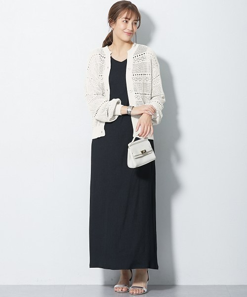 slattgir（スラットジール）の「高身長　綿100％透かし編カーディガン（トールサイズ）（カーディガン/ボレロ・レディース・アイボリー/ブラック/カーキ系・TM/TL/T3L/T4L/T5L/TLL）」の8枚目の写真