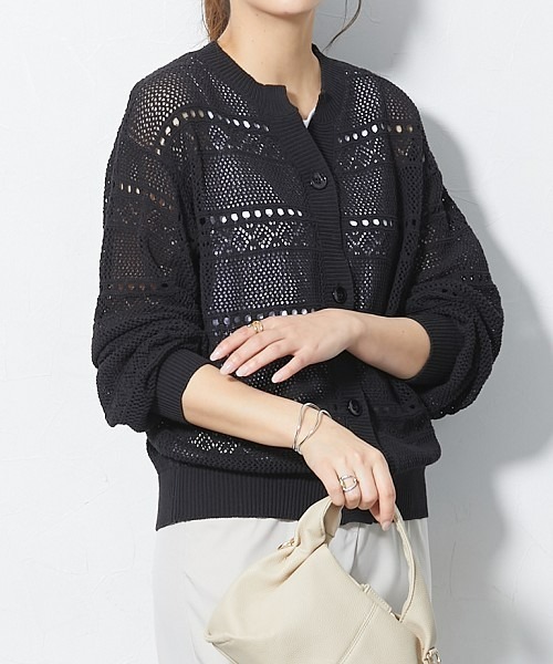 slattgir（スラットジール）の「高身長　綿100％透かし編カーディガン（トールサイズ）（カーディガン/ボレロ・レディース・アイボリー/ブラック/カーキ系・TM/TL/T3L/T4L/T5L/TLL）」の11枚目の写真