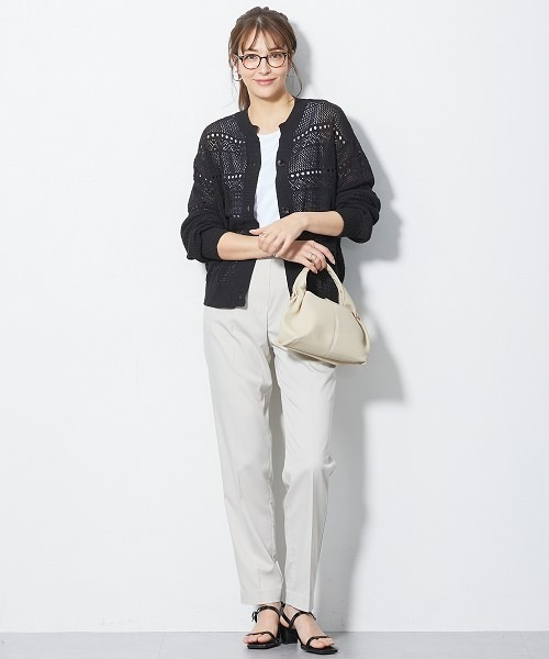 slattgir（スラットジール）の「高身長　綿100％透かし編カーディガン（トールサイズ）（カーディガン/ボレロ・レディース・アイボリー/ブラック/カーキ系・TM/TL/T3L/T4L/T5L/TLL）」の12枚目の写真