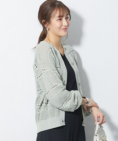 slattgir（スラットジール）の「高身長　綿100％透かし編カーディガン（トールサイズ）（カーディガン/ボレロ・レディース・アイボリー/ブラック/カーキ系・TM/TL/T3L/T4L/T5L/TLL）」の14枚目の写真