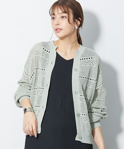 slattgir（スラットジール）の「高身長　綿100％透かし編カーディガン（トールサイズ）（カーディガン/ボレロ・レディース・アイボリー/ブラック/カーキ系・TM/TL/T3L/T4L/T5L/TLL）」の15枚目の写真