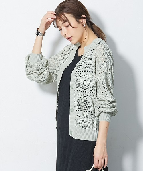 slattgir（スラットジール）の「高身長　綿100％透かし編カーディガン（トールサイズ）（カーディガン/ボレロ・レディース・アイボリー/ブラック/カーキ系・TM/TL/T3L/T4L/T5L/TLL）」の16枚目の写真