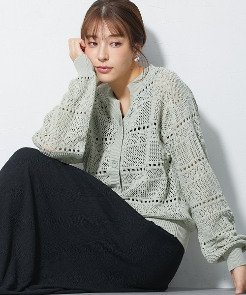 slattgir（スラットジール）の「高身長　綿100％透かし編カーディガン（トールサイズ）（カーディガン/ボレロ・レディース・アイボリー/ブラック/カーキ系・TM/TL/T3L/T4L/T5L/TLL）」の17枚目の写真