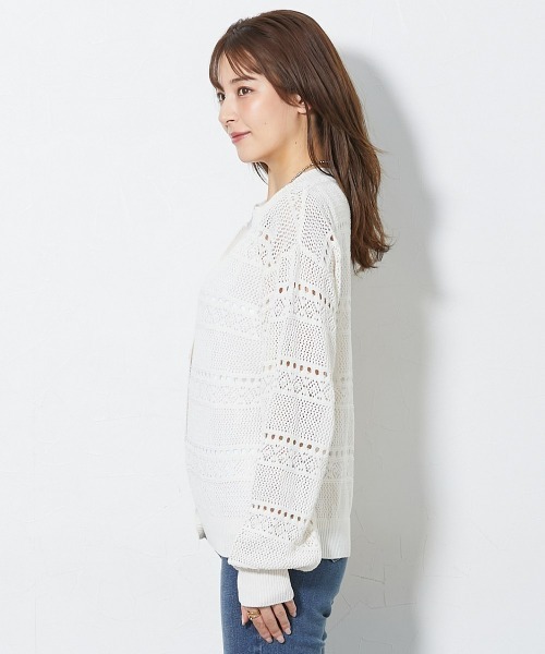 slattgir（スラットジール）の「高身長　綿100％透かし編カーディガン（トールサイズ）（カーディガン/ボレロ・レディース・アイボリー/ブラック/カーキ系・TM/TL/T3L/T4L/T5L/TLL）」の20枚目の写真