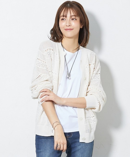 slattgir（スラットジール）の「高身長　綿100％透かし編カーディガン（トールサイズ）（カーディガン/ボレロ・レディース・アイボリー/ブラック/カーキ系・TM/TL/T3L/T4L/T5L/TLL）」の9枚目の写真