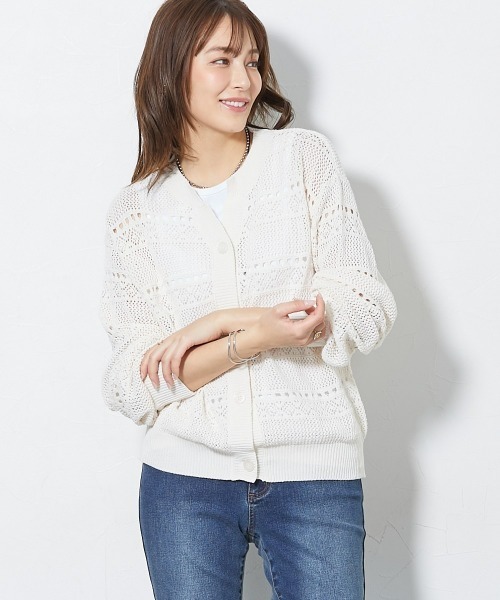 slattgir（スラットジール）の「高身長　綿100％透かし編カーディガン（トールサイズ）（カーディガン/ボレロ・レディース・アイボリー/ブラック/カーキ系・TM/TL/T3L/T4L/T5L/TLL）」の10枚目の写真