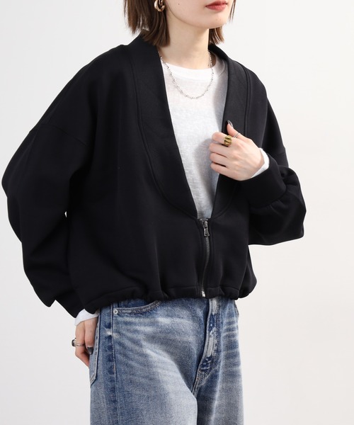 FUNALIVE(ファンアライブ)の「comoely closet ワイドリブ深Vがエッジーな羽織り(その他アウター・レディース・グレー/ブラック・S-M/L-XL)」の17枚目の写真