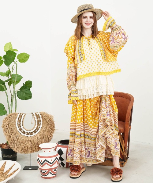 チャイハネ（チャイハネ）の「【チャイハネ】カリシュマトップス（その他トップス・レディース・イエロー/ベージュ/ブルー・FREE）」の7枚目の写真