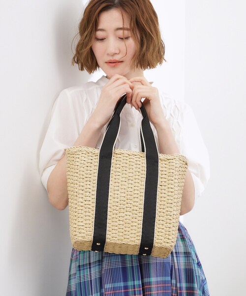 grove(グローブ)の「テープペーパー巾着2WAYトート(トートバッグ・レディース・アイボリー/ライトベージュ/グレー・00)」の2枚目の写真