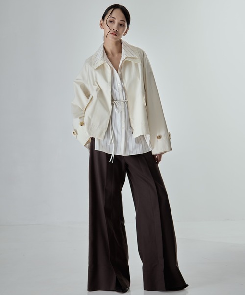 STUDIOUS（ステュディオス）の「【STUDIOUS/ステュディオス】Short Balmacaan Blouson/ショートトレンチ（ブルゾン・レディース・アイボリー/カーキ/ブラック・FREE）」の7枚目の写真