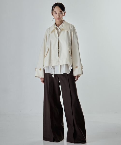 STUDIOUS（ステュディオス）の「【STUDIOUS/ステュディオス】Short Balmacaan Blouson/ショートトレンチ（ブルゾン・レディース・アイボリー/カーキ/ブラック・FREE）」の4枚目の写真