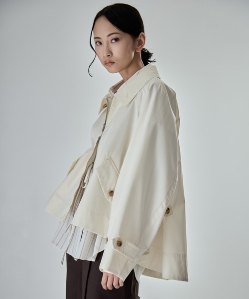 STUDIOUS（ステュディオス）の「【STUDIOUS/ステュディオス】Short Balmacaan Blouson/ショートトレンチ（ブルゾン・レディース・アイボリー/カーキ/ブラック・FREE）」の9枚目の写真
