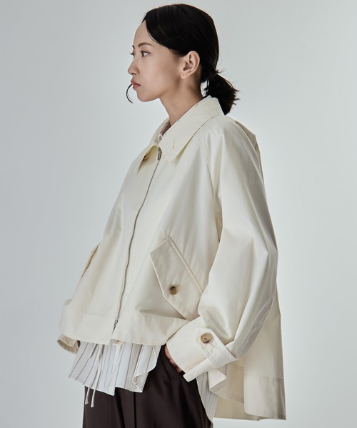 STUDIOUS（ステュディオス）の「【STUDIOUS/ステュディオス】Short Balmacaan Blouson/ショートトレンチ（ブルゾン・レディース・アイボリー/カーキ/ブラック・FREE）」の13枚目の写真