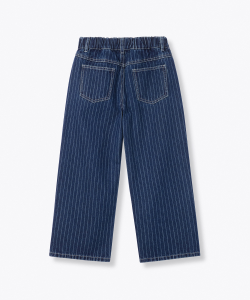 MUSINSA STANDARD KIDS（ムシンサスタンダードキッズ）の「ストライプワイドバンディングデニムパンツ[ミディアムインディゴ]（デニムパンツ・レディース・その他・140/150/160/110/120/130）」の3枚目の写真