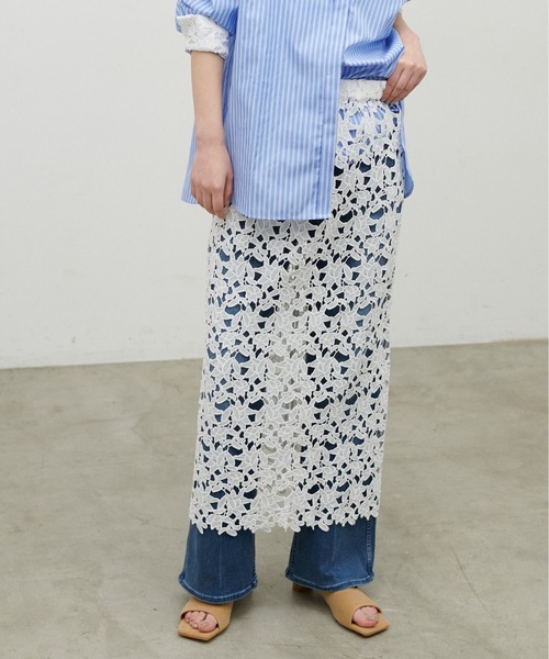 LARUTA（ラルータ）の「【LARUTA】刺繍レーススカート（スカート・レディース・オフホワイト/ネイビー/ダークブラウン・FREE）」の20枚目の写真