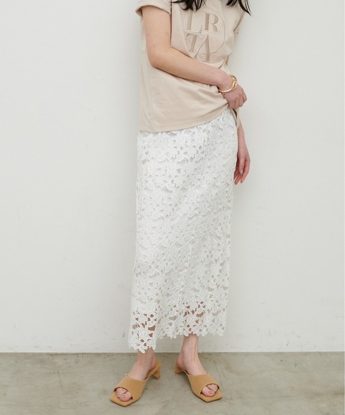 LARUTA（ラルータ）の「【LARUTA】刺繍レーススカート（スカート・レディース・オフホワイト/ネイビー/ダークブラウン・FREE）」の14枚目の写真