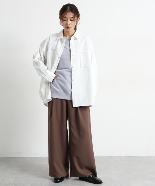 studio CLIP（スタディオクリップ）の「綺麗めタックストレートパンツ[プチ・プラスサイズあり]（その他パンツ・レディース・ダークグレー/ブラウン/アイボリー・ﾌﾘｰ(L)/PF/FREE）」の12枚目の写真