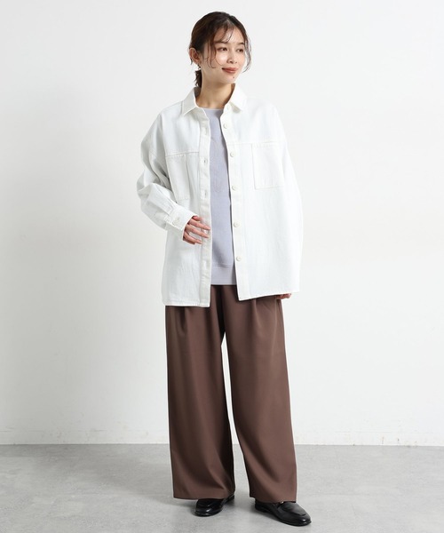 studio CLIP（スタディオクリップ）の「綺麗めタックストレートパンツ[プチ・プラスサイズあり]（その他パンツ・レディース・ダークグレー/ブラウン/アイボリー・ﾌﾘｰ(L)/PF/FREE）」の13枚目の写真