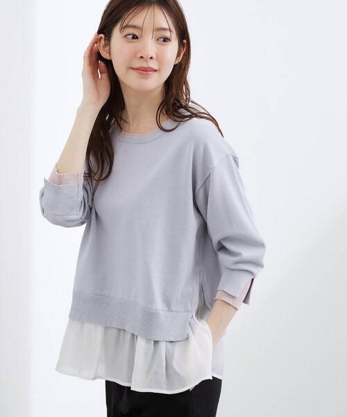 grove(グローブ)の「【洗える/体型カバー】レイヤード風、配色ニットプルオーバー(ニット/セーター・レディース・ホワイト系7/ライトグレー系4/ネイビー系4/ピンク系1・03/02/05/04/01)」の10枚目の写真