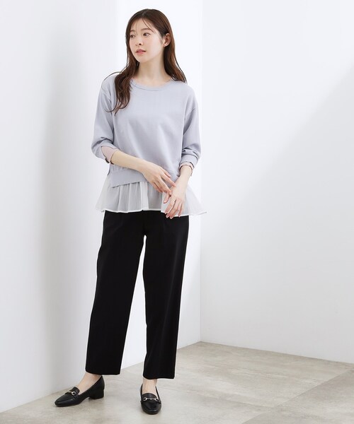 grove(グローブ)の「【洗える/体型カバー】レイヤード風、配色ニットプルオーバー(ニット/セーター・レディース・ホワイト系7/ライトグレー系4/ネイビー系4/ピンク系1・03/02/05/04/01)」の12枚目の写真