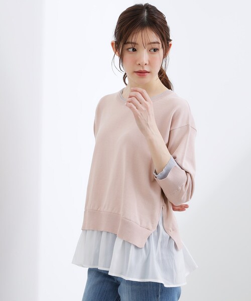 grove(グローブ)の「【洗える/体型カバー】レイヤード風、配色ニットプルオーバー(ニット/セーター・レディース・ホワイト系7/ライトグレー系4/ネイビー系4/ピンク系1・03/02/05/04/01)」の15枚目の写真