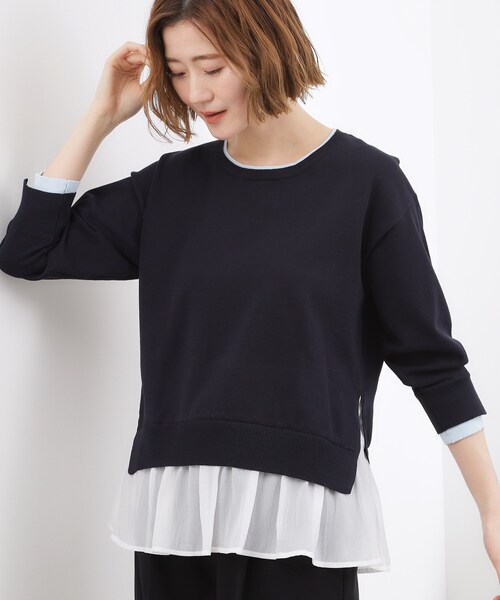 grove(グローブ)の「【洗える/体型カバー】レイヤード風、配色ニットプルオーバー(ニット/セーター・レディース・ホワイト系7/ライトグレー系4/ネイビー系4/ピンク系1・03/02/05/04/01)」の20枚目の写真