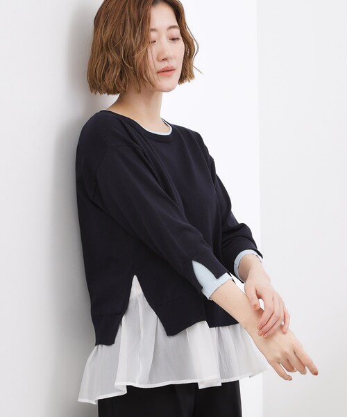 grove(グローブ)の「【洗える/体型カバー】レイヤード風、配色ニットプルオーバー(ニット/セーター・レディース・ホワイト系7/ライトグレー系4/ネイビー系4/ピンク系1・03/02/05/04/01)」の21枚目の写真