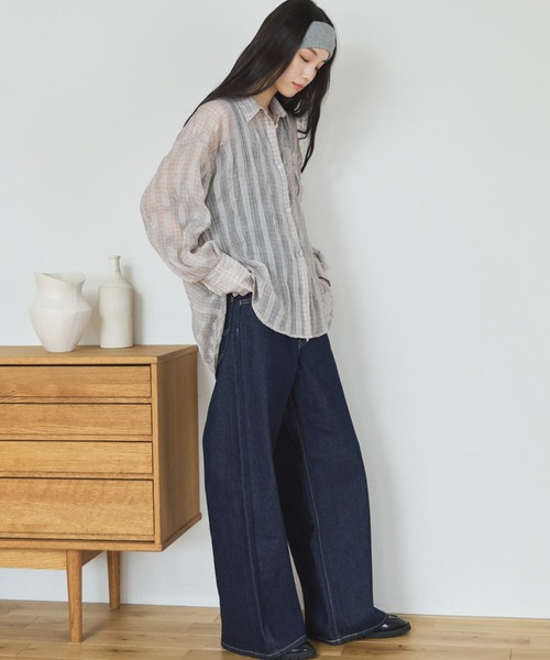 Doux archives(ドゥアルシーヴ)の「【ZOZO限定】チェックシアーボリュームスリーブシャツ(シャツ/ブラウス・レディース・ベージュ/ブラウン/チャコールグレー・FREE)」の11枚目の写真