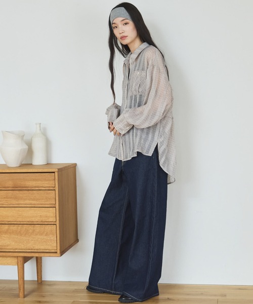 Doux archives(ドゥアルシーヴ)の「【ZOZO限定】チェックシアーボリュームスリーブシャツ(シャツ/ブラウス・レディース・ベージュ/ブラウン/チャコールグレー・FREE)」の13枚目の写真