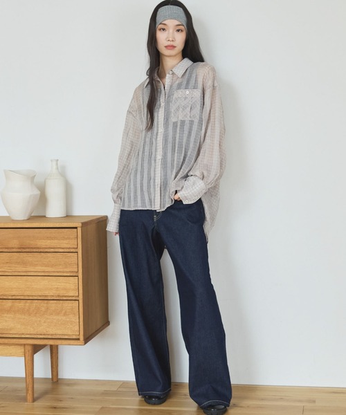 Doux archives(ドゥアルシーヴ)の「【ZOZO限定】チェックシアーボリュームスリーブシャツ(シャツ/ブラウス・レディース・ベージュ/ブラウン/チャコールグレー・FREE)」の14枚目の写真