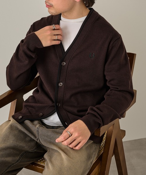 FRED PERRY（フレッドペリー）の「【FRED PERRY】CLASSIC CARDIGAN K3300/クラシックカーディガン（カーディガン/ボレロ・レディース・ブラウン/ブラック・S/L/M/XL）」の12枚目の写真