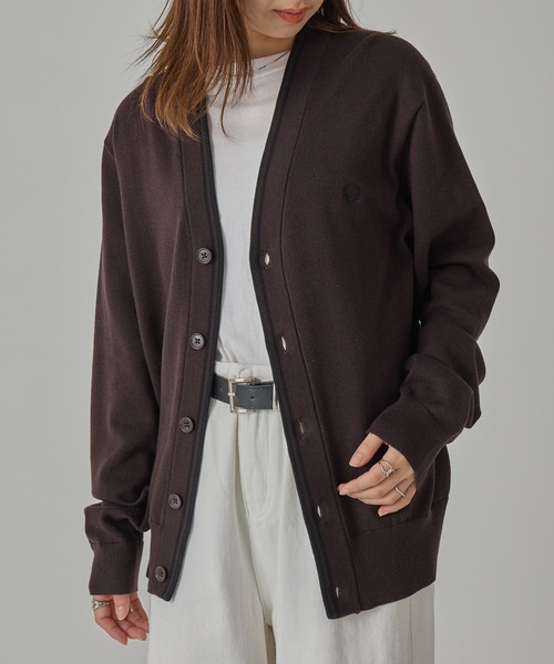 FRED PERRY（フレッドペリー）の「【FRED PERRY】CLASSIC CARDIGAN K3300/クラシックカーディガン（カーディガン/ボレロ・レディース・ブラウン/ブラック・S/L/M/XL）」の3枚目の写真