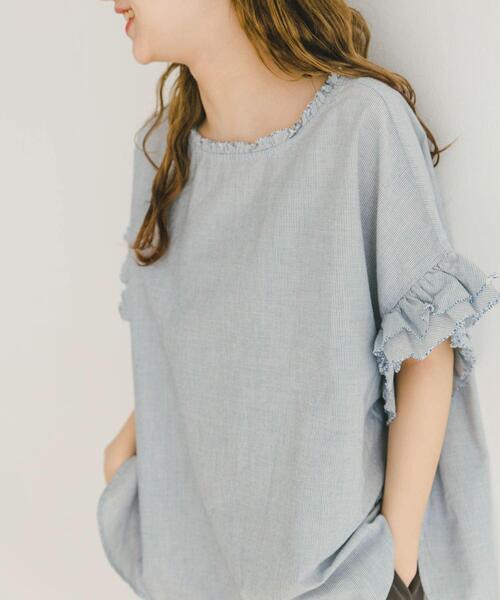 ITEMS URBANRESEARCH(アイテムズ アーバンリサーチ)の「ダブルフリルブラウス(シャツ/ブラウス・レディース・ホワイト/ストライプ/ブラウン/ラベンダー・FREE)」の5枚目の写真