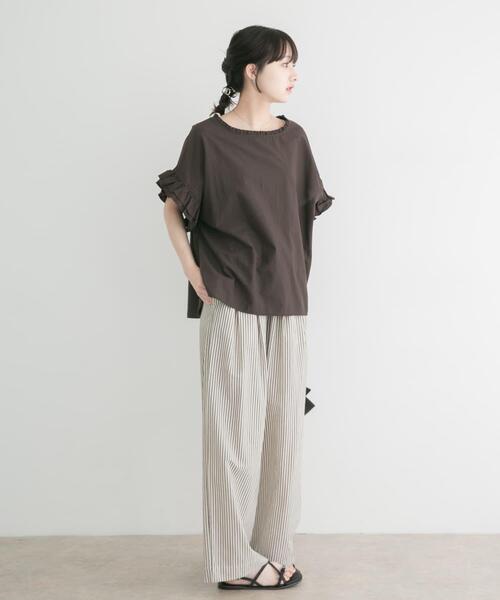 ITEMS URBANRESEARCH(アイテムズ アーバンリサーチ)の「ダブルフリルブラウス(シャツ/ブラウス・レディース・ホワイト/ストライプ/ブラウン/ラベンダー/ブラック・FREE)」の6枚目の写真