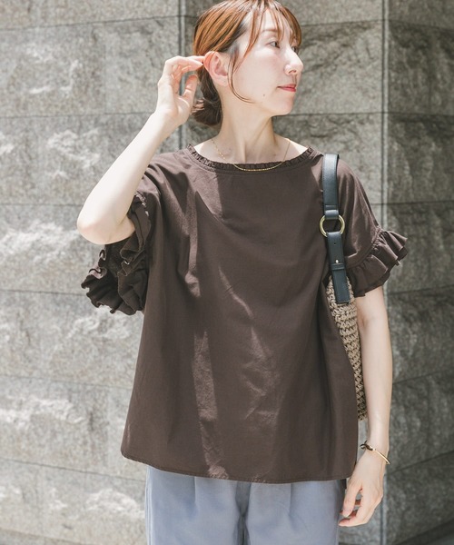 ITEMS URBANRESEARCH(アイテムズ アーバンリサーチ)の「ダブルフリルブラウス(シャツ/ブラウス・レディース・ホワイト/ストライプ/ブラウン・FREE)」の4枚目の写真