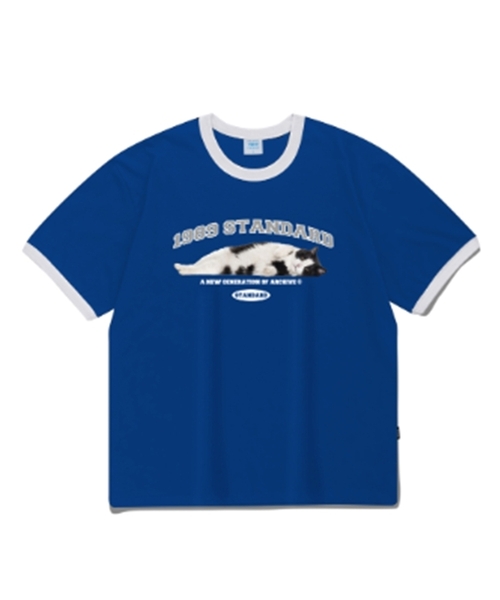 1989STANDARD(1989スタンダード)の「ARCH CHARMING CAT クールコットンリンガー半袖(SRSSTD-0040)(Tシャツ/カットソー・メンズ・ライトグレー/ブラック/ブルー/アイボリー・MEDIUM/X-LARGE/LARGE)」の4枚目の写真