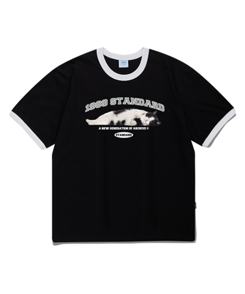 1989STANDARD(1989スタンダード)の「ARCH CHARMING CAT クールコットンリンガー半袖(SRSSTD-0040)(Tシャツ/カットソー・メンズ・ライトグレー/ブラック/ブルー/アイボリー・MEDIUM/X-LARGE/LARGE)」の3枚目の写真