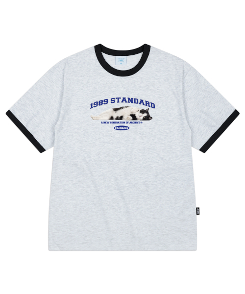 1989STANDARD(1989スタンダード)の「ARCH CHARMING CAT クールコットンリンガー半袖(SRSSTD-0040)(Tシャツ/カットソー・メンズ・ライトグレー/ブラック/ブルー/アイボリー・MEDIUM/X-LARGE/LARGE)」の5枚目の写真