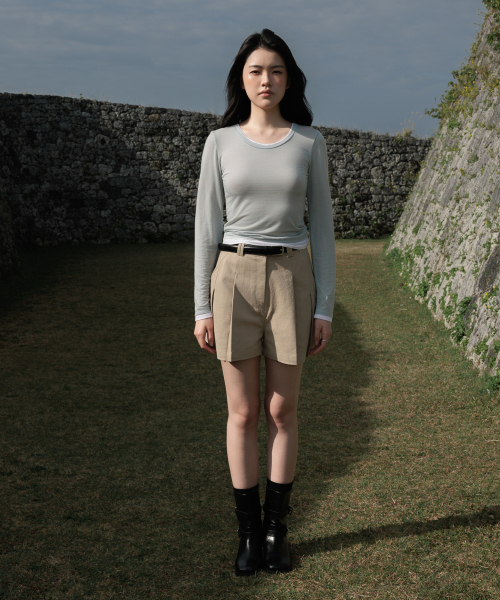 DEHEVE（デヘヴェ）の「Double Layered Long Sleeve [Sky Blue]（Tシャツ/カットソー・レディース・スカイブルー・FREE）」の7枚目の写真