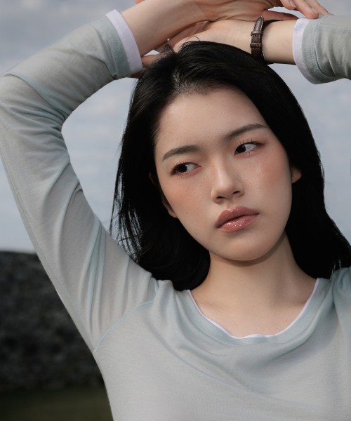 DEHEVE（デヘヴェ）の「Double Layered Long Sleeve [Sky Blue]（Tシャツ/カットソー・レディース・スカイブルー・FREE）」の2枚目の写真