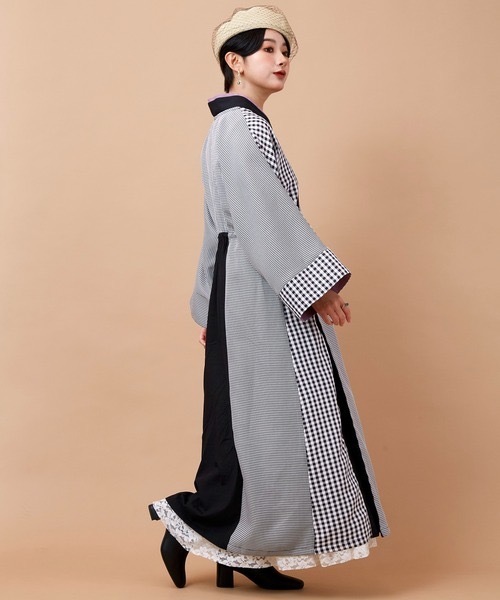 カヤ（カヤ）の「【カヤ】透き花インナーノースリーブワンピース（ワンピース・レディース・ホワイト/ブルー/スミクロ・FREE）」の6枚目の写真